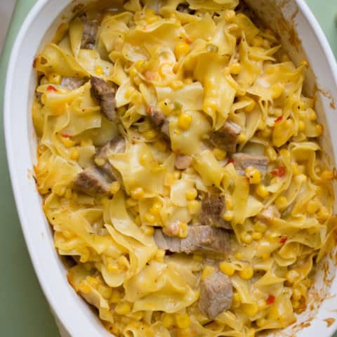 Got Leftover Pork You Need This Rich Saucy Pork And Noodle Bake Peanut Blossom