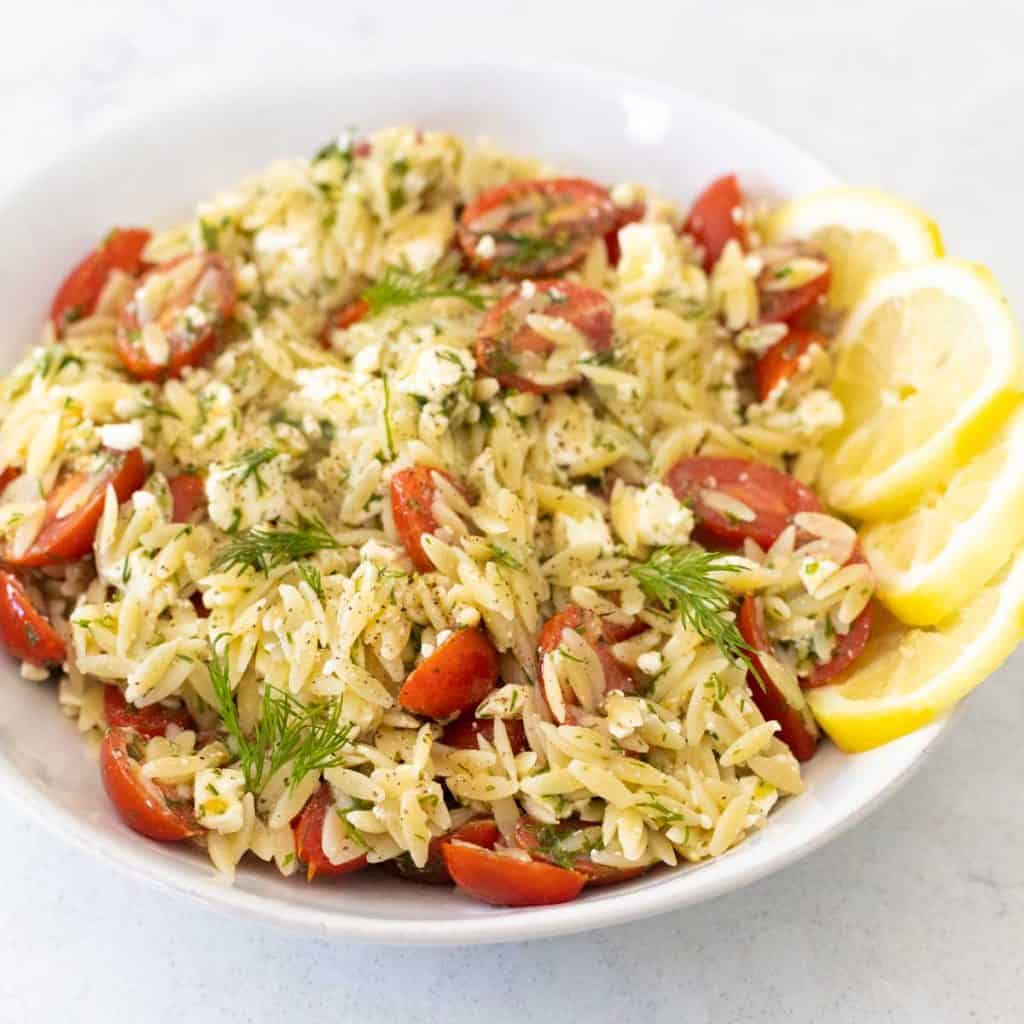 Lemon Orzo Salad with Tomatoes & Dill