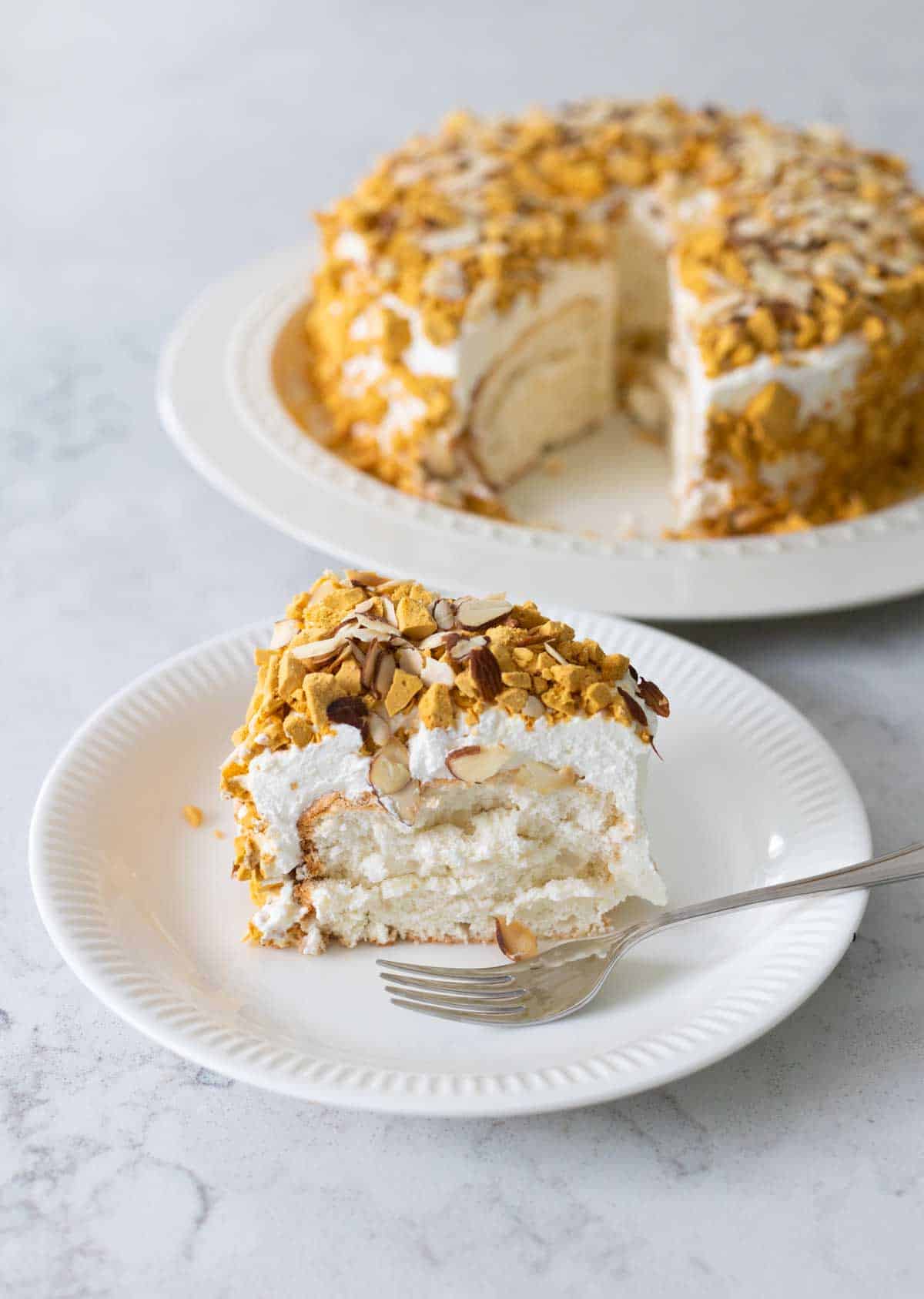 Toasted Almond Crunch Cake - Sisters and Spiceand everything nice