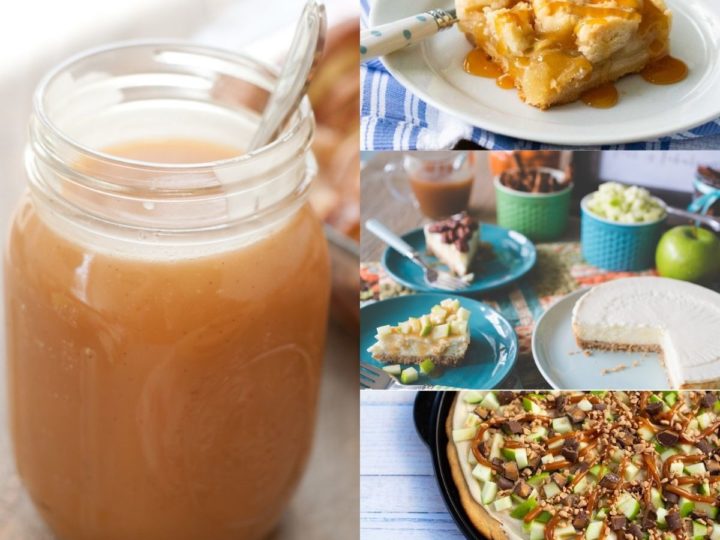 A photo collage shows some of the ways to use homemade caramel sauce.