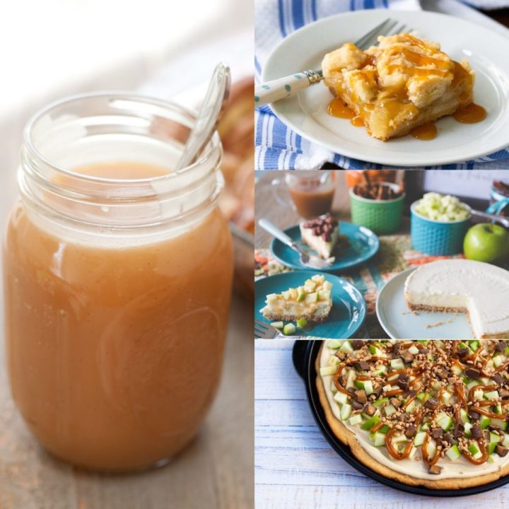 A photo collage shows some of the ways to use homemade caramel sauce.