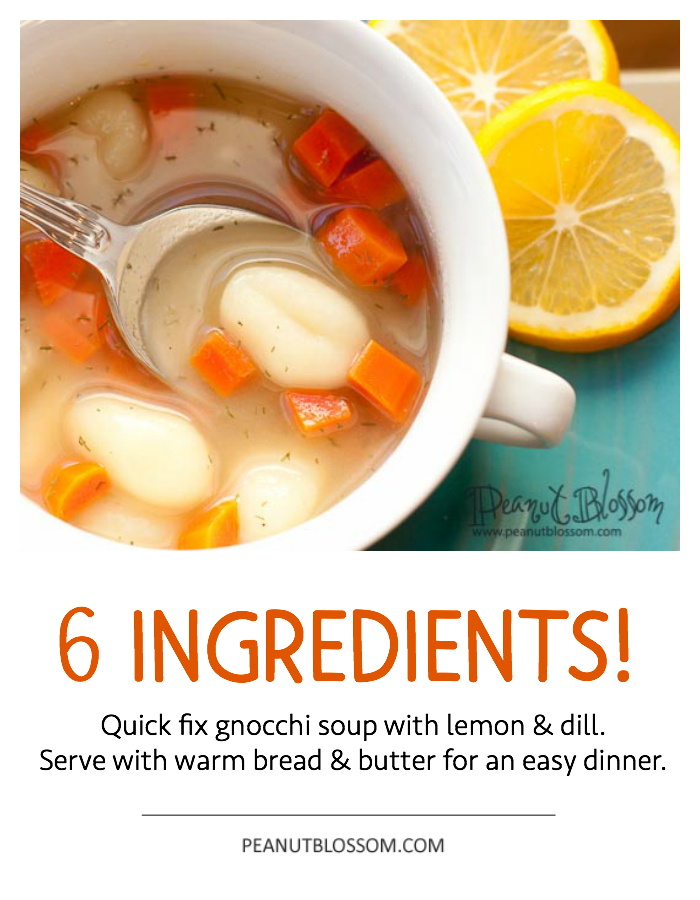 Quick fix gnocchi soup with lemon and dill straight from your pantry
