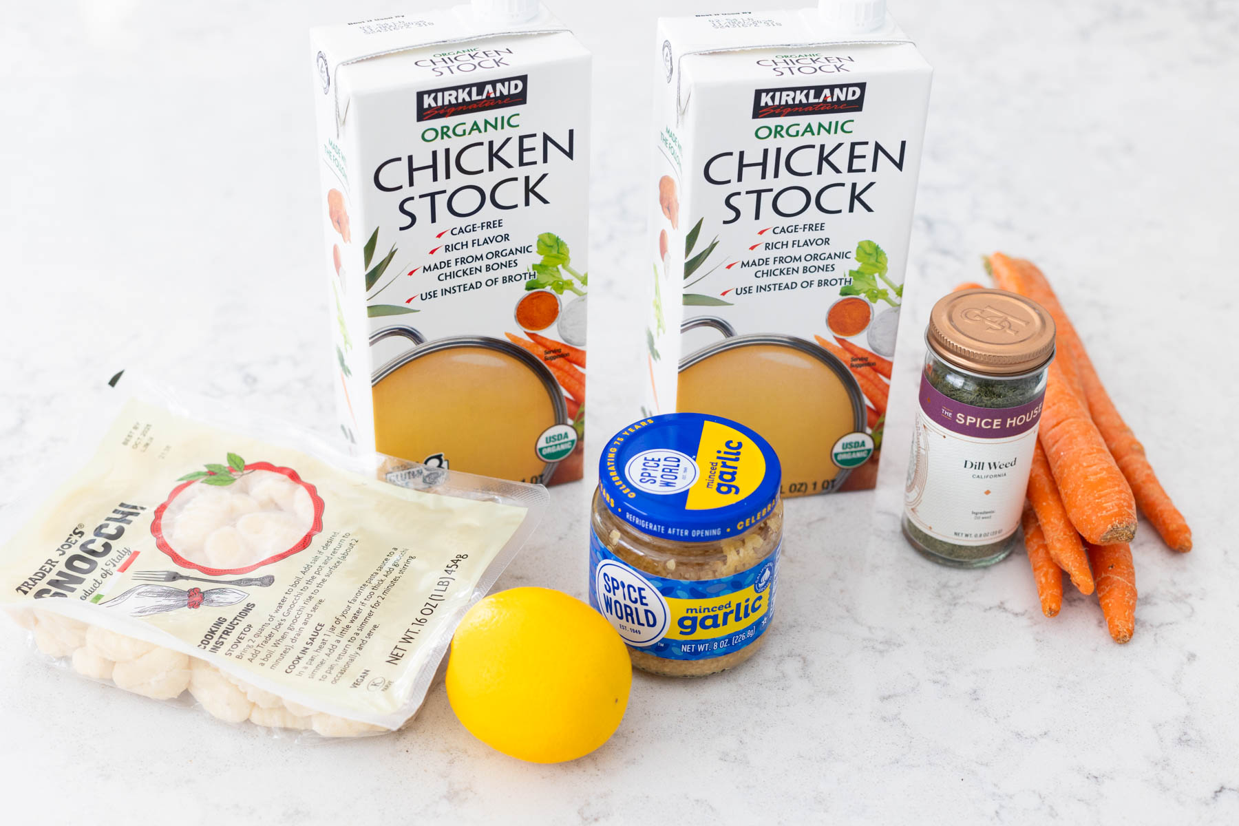 The ingredients to make the quick soup are on the counter.