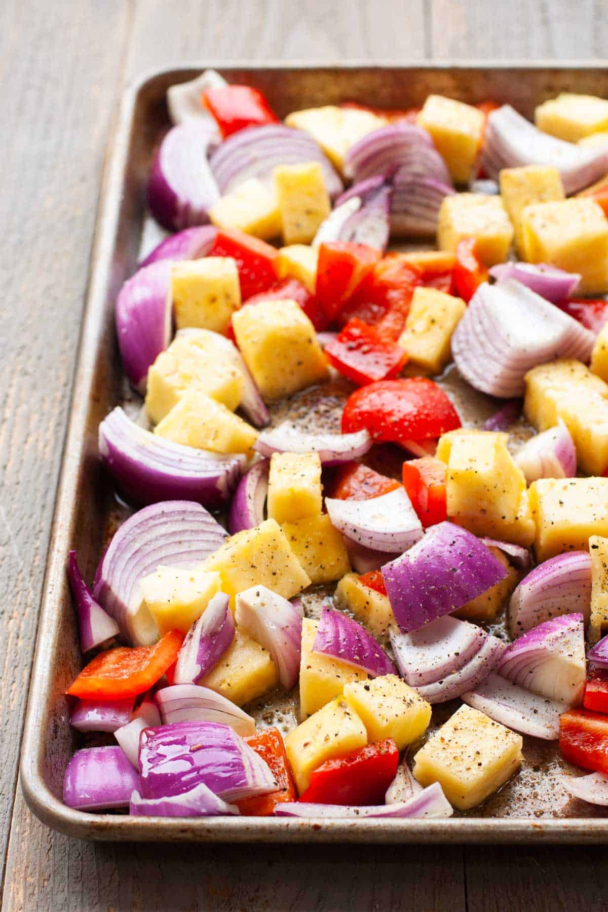 The veggies are about to go into the oven.