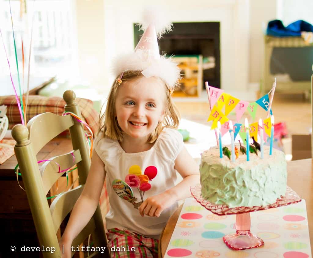 Strawberry birthday cake for a pink and aqua party from Peanut Blossom