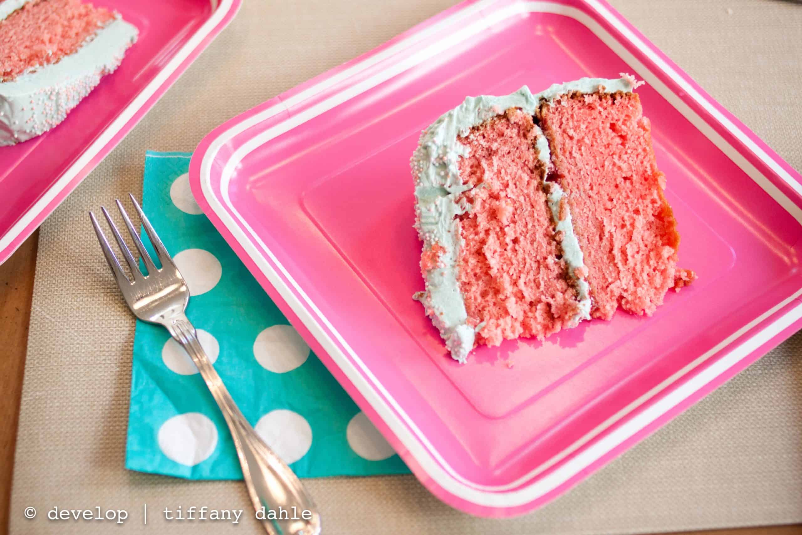 Strawberry birthday cake for a pink and aqua party from Peanut Blossom Strawberry birthday cake for a pink and aqua party from Peanut Blossom