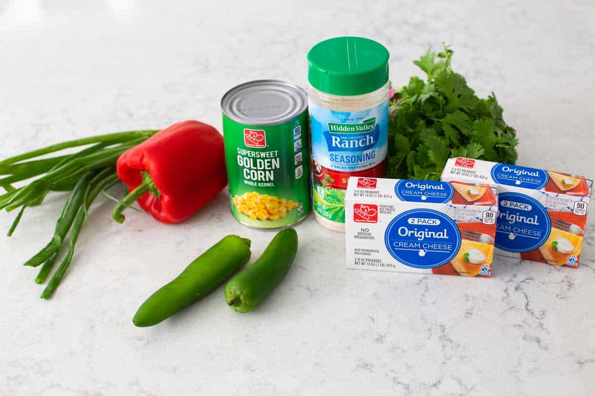 The ingredients to make poolside dip sit on the counter.