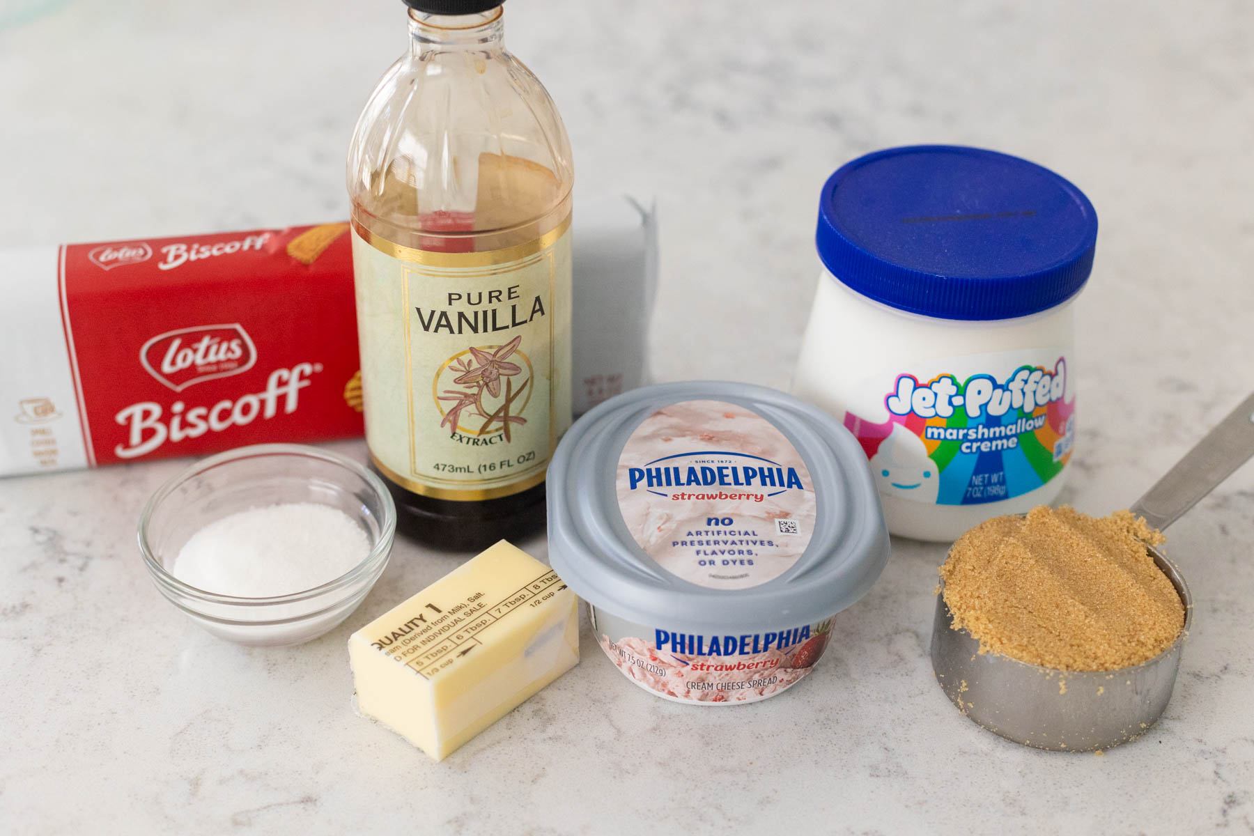 The ingredients to make the dip are on the counter.