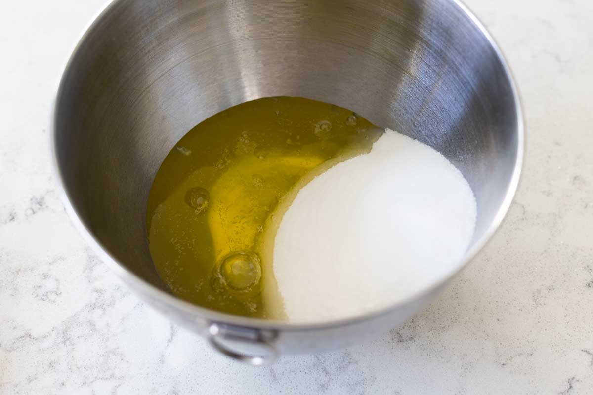 The egg whites and sugar are in the bowl for the double boiler.