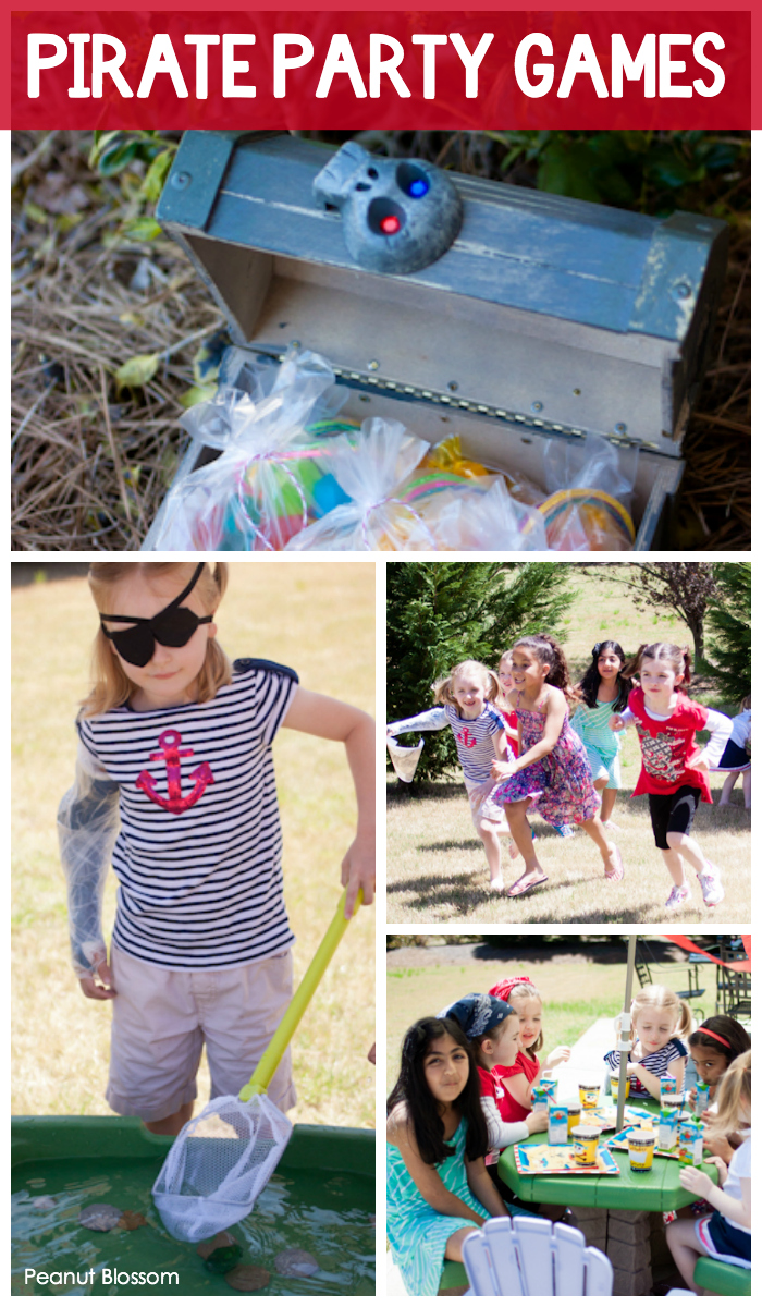Pirate party games for kids: Play treasure hunt, fish for coins, and have a swashbuckling good time.