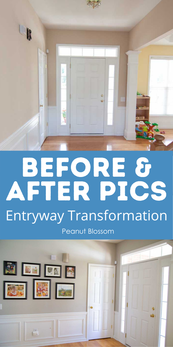 The side by side photos before and after the transformation of the entryway.