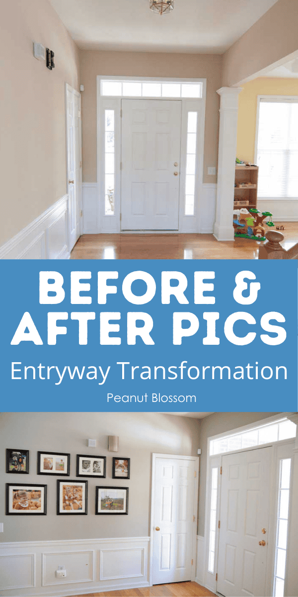 The side by side photos before and after the transformation of the entryway.