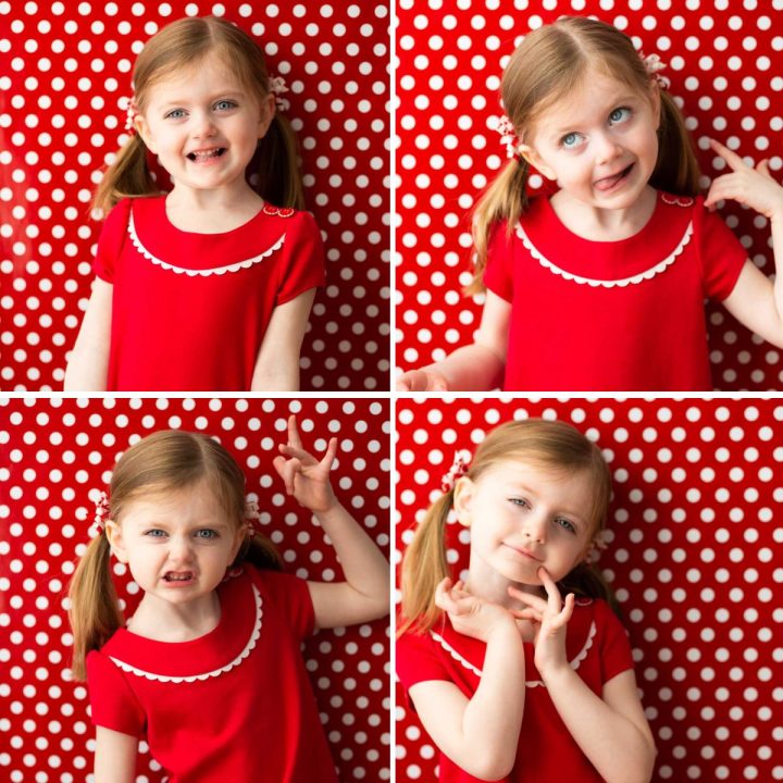 A photo collage shows several shots from a portrait session of a young girl.