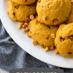 The close up photo of the pumpkin cookies on a platter.