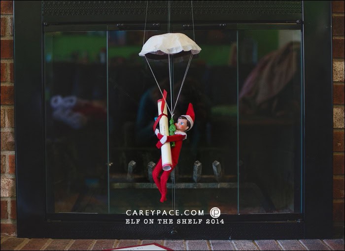 Elf on the Shelf parachutes by Carey Pace 2014