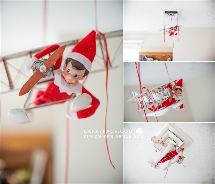 Elf on the Shelf flies in airplane by Carey Pace