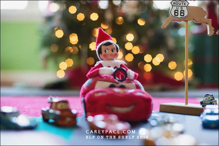 Cars scene with Elf on the Shelf by Carey Pace