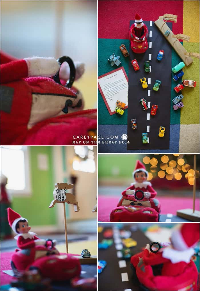 Cars scene with Elf on the Shelf by Carey Pace