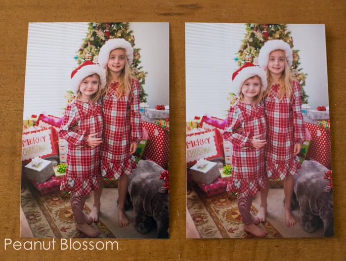 Side by side printed photos show the comparison between Shutterfly and Mpix