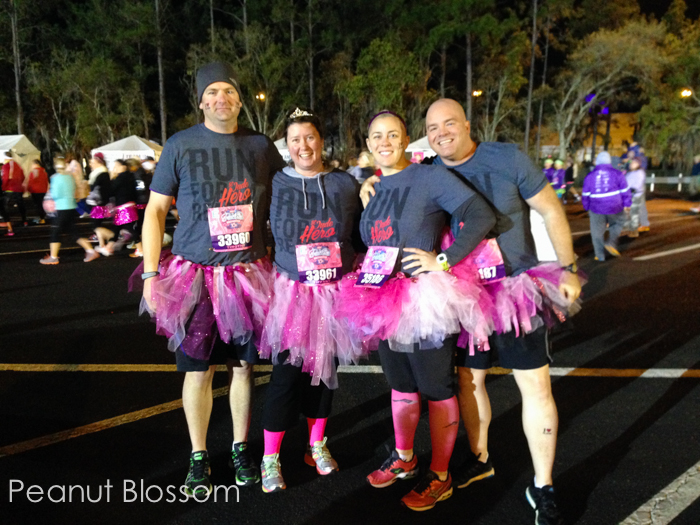 4 friends ran for St. Jude in hot pink tutus.