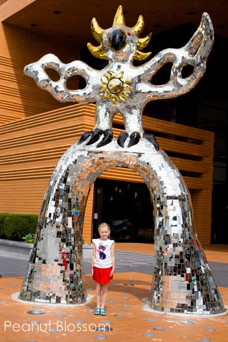 The fiery phoenix outside of the Mint Museum Charlotte