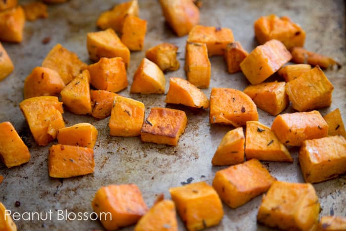 Spicy roasted sweet potatoes