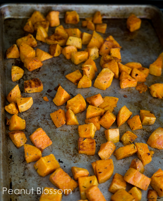 Spicy roasted sweet potatoes