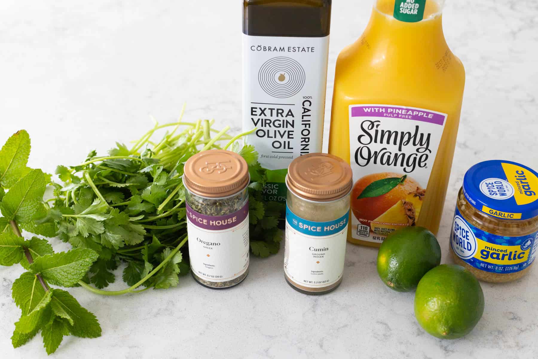 The ingredients to make the citrus marinade are on the counter.