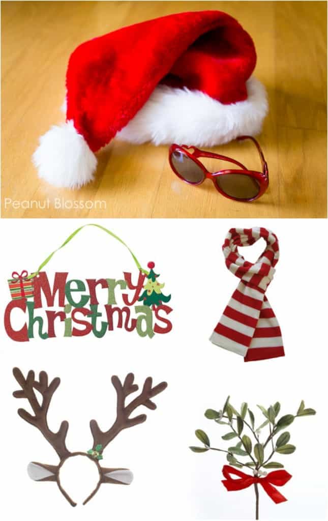 Planning ahead! Pack these Christmas props for summertime holiday card session on your next vacation.