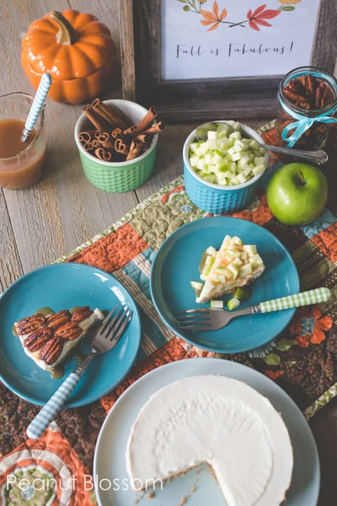 Caramel apple & pecan pie cheesecake toppings buffet