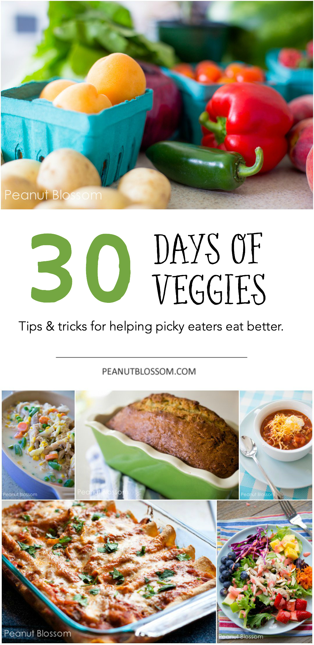 Photo collage shows several kid-friendly recipes that are loaded with vegetables.