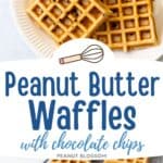 The photo collage shows the waffles on a plate and cooling on a rack.