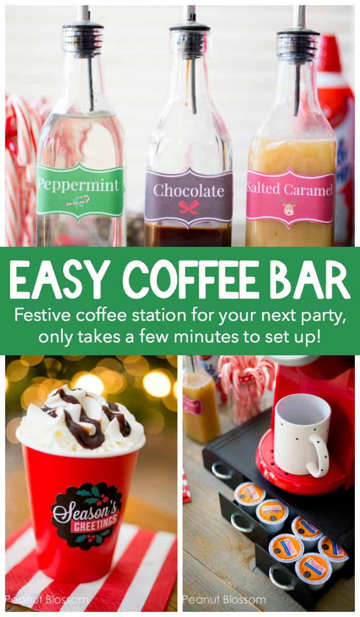 Don't miss these easy coffee station ideas for your next holiday party! Set up a flavored coffee bar in just minutes that your guests will love.