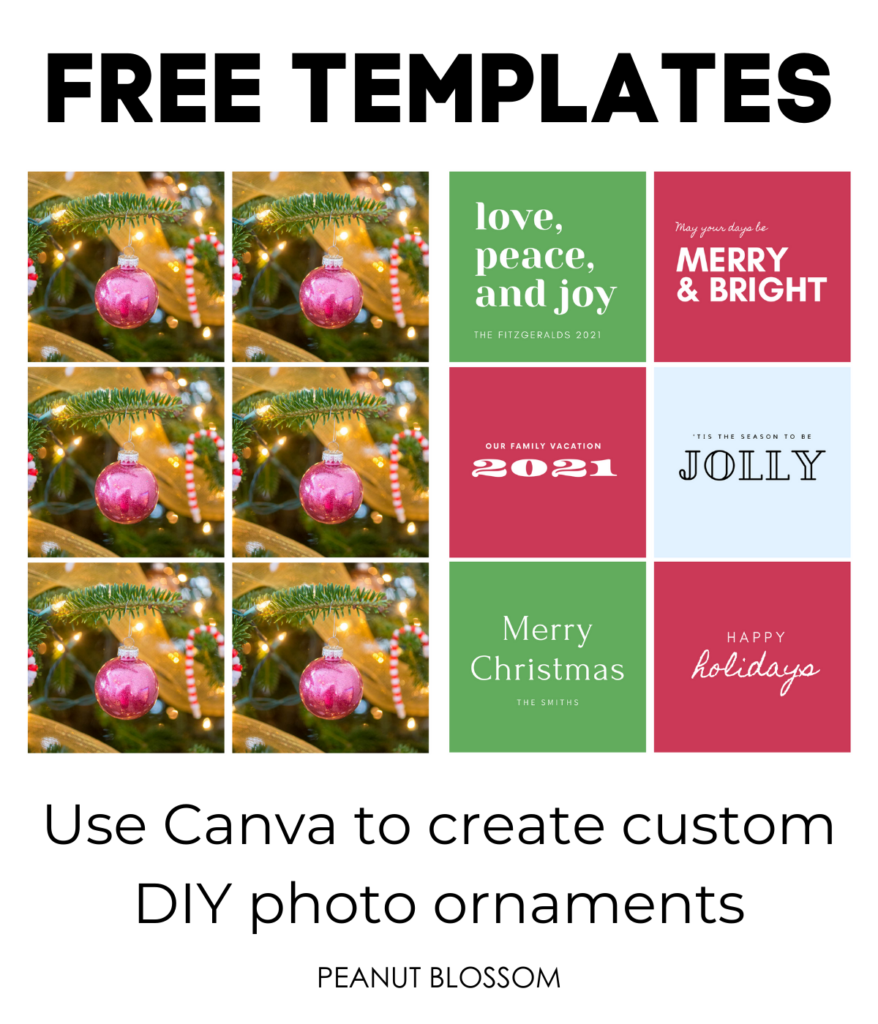 Free templates for creating custom photo block ornaments.