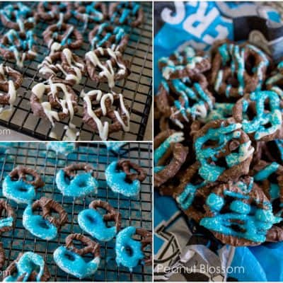 Show your team spirit! Sporty chocolate covered pretzels