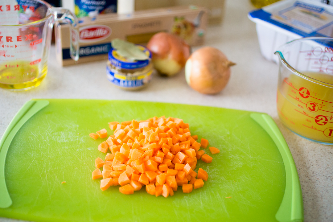 How to chop the fresh carrots.