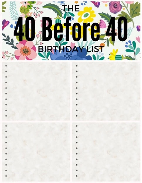 40 before 40: blank template