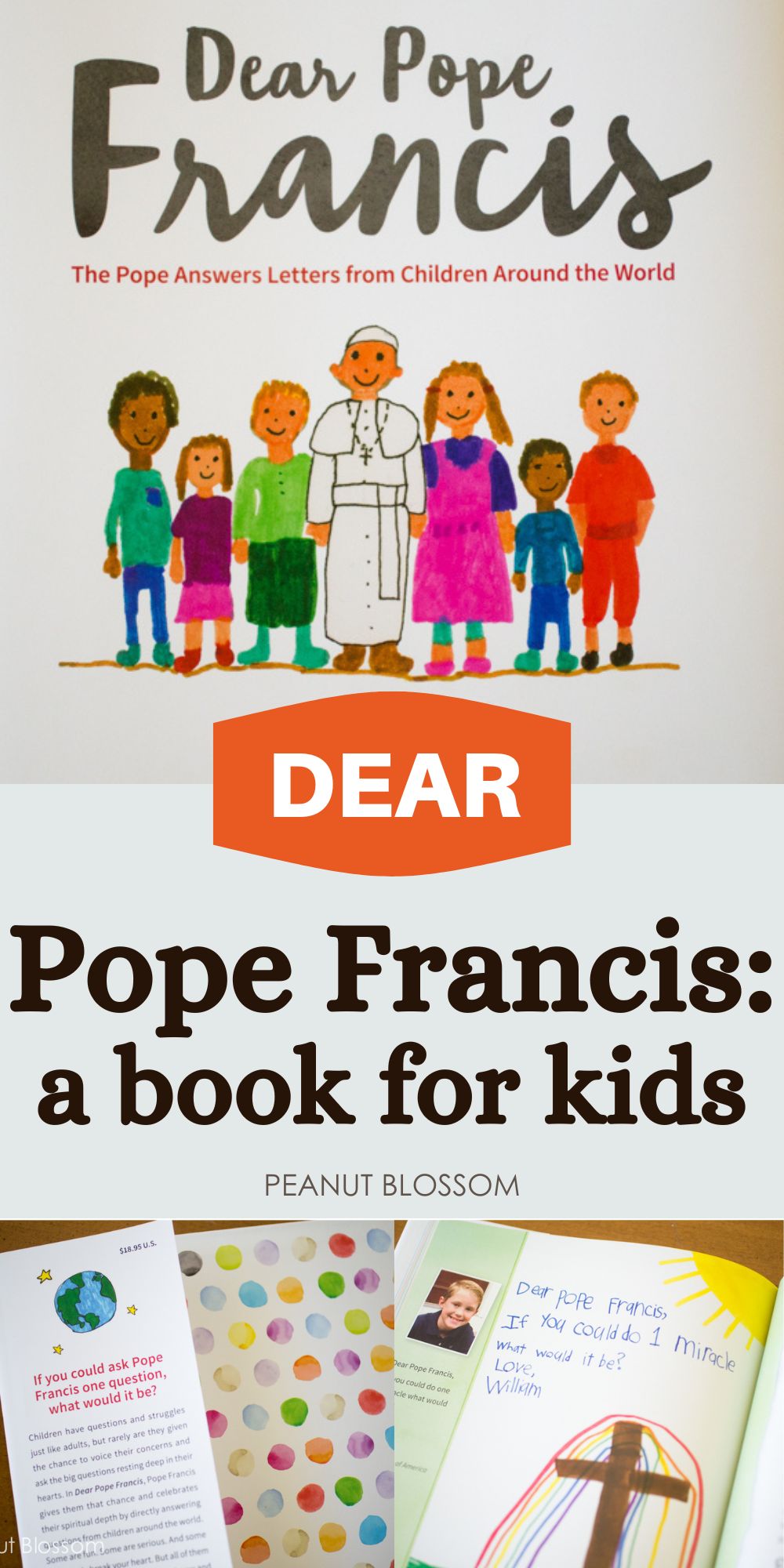 The photo collage shows a peek inside the book Dear Pope Francis.