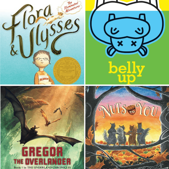 A photo collage of book covers that are good to read aloud to 8 year olds.