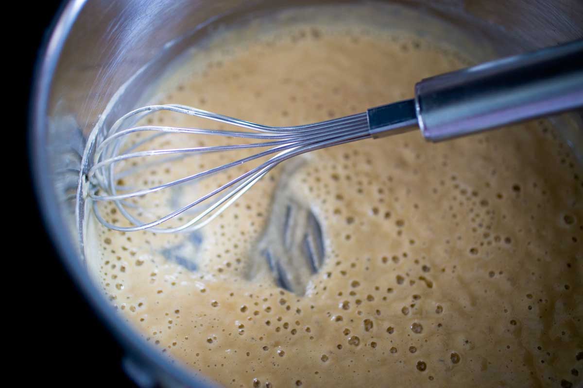 The photo shows how the butter and flour get nice and bubbly.