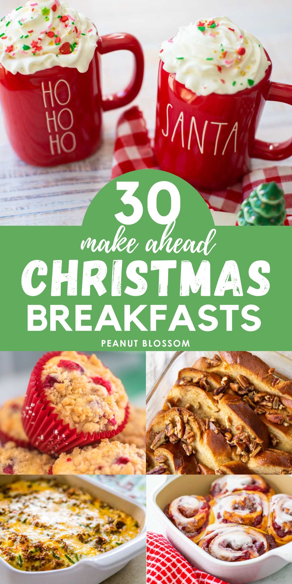The photo collage shows several recipes that would be easy to make ahead for Christmas morning.
