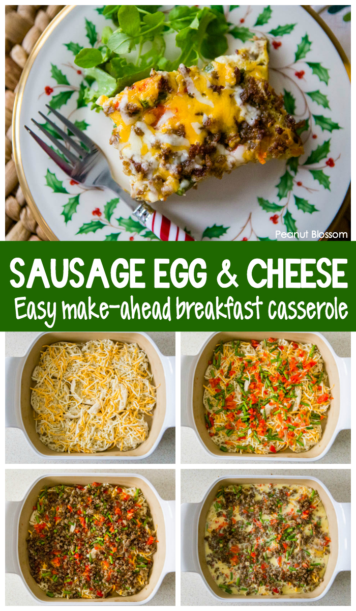 Easy make-ahead sausage egg and cheese casserole is perfect for Christmas breakfast.