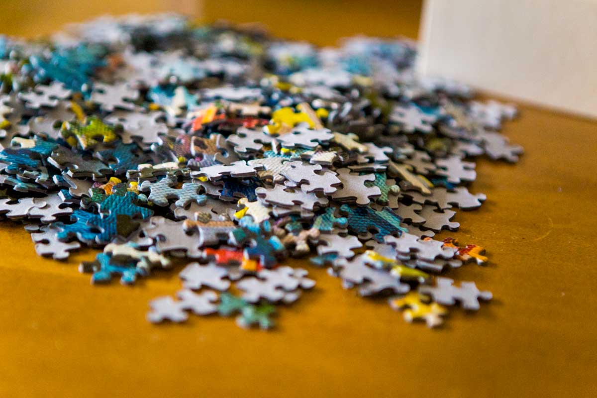 A pile of puzzle pieces