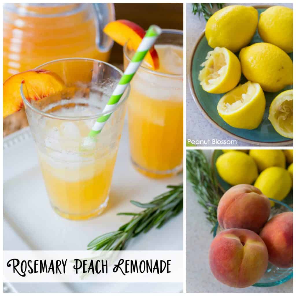 An easy rosemary infused peach lemonade recipe for summer entertaining. Your guests will love this as a refreshing drink or the base of a delicious cocktail.