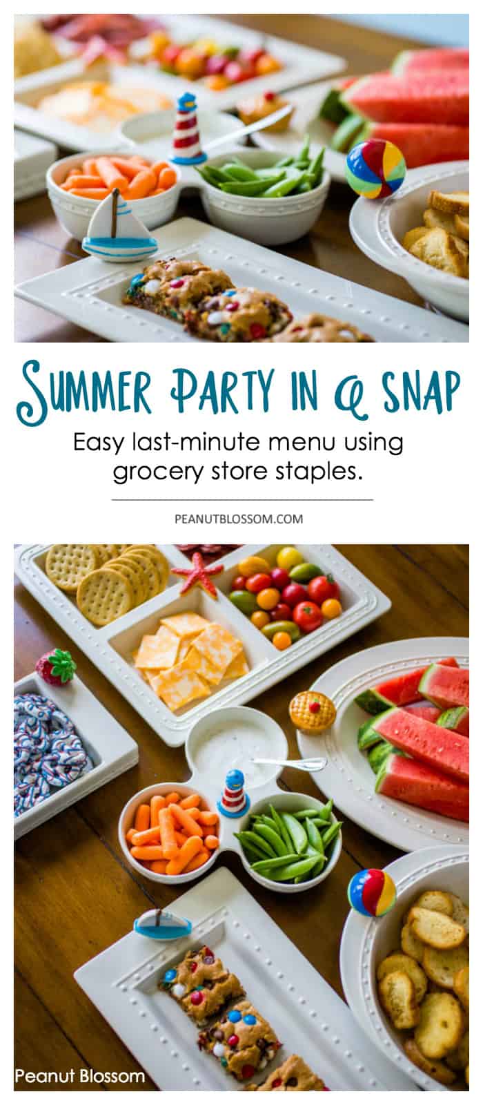 Quick and easy summer party recipes that you can pull together in just minutes using grocery store staples.