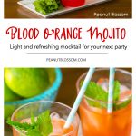 Two blood orange mojitos in clear glasses.