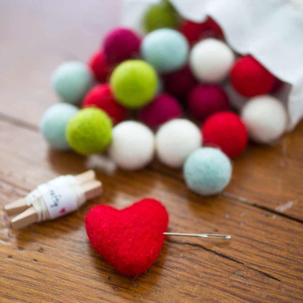 Fuzzy Felt Balls Wreath Ornaments