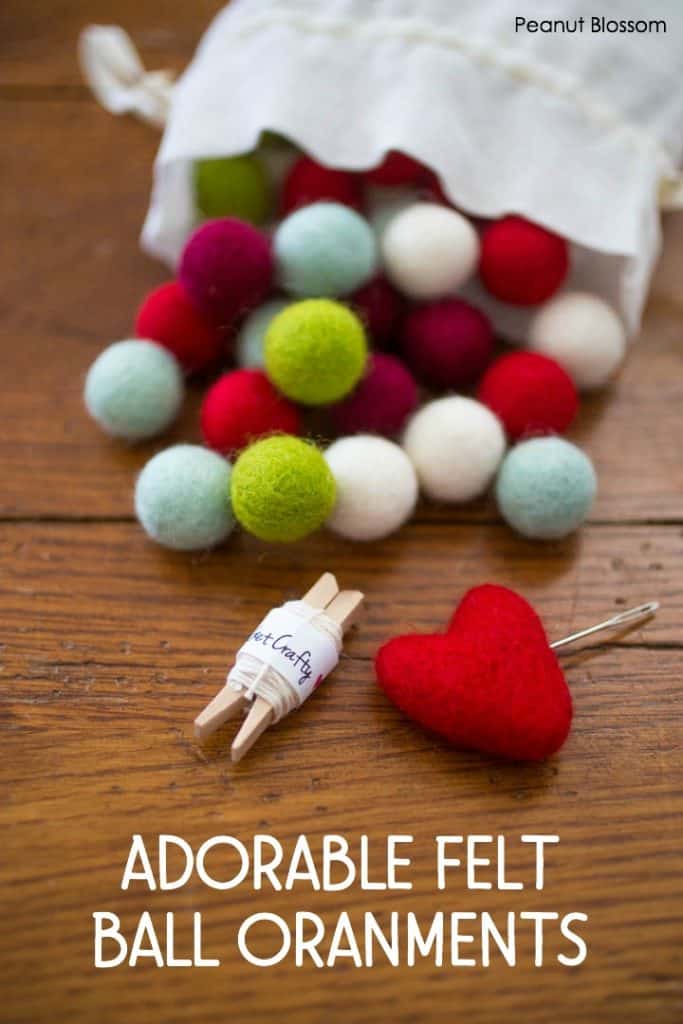 Warm and cozy felt balls wreath ornaments for a country Christmas look