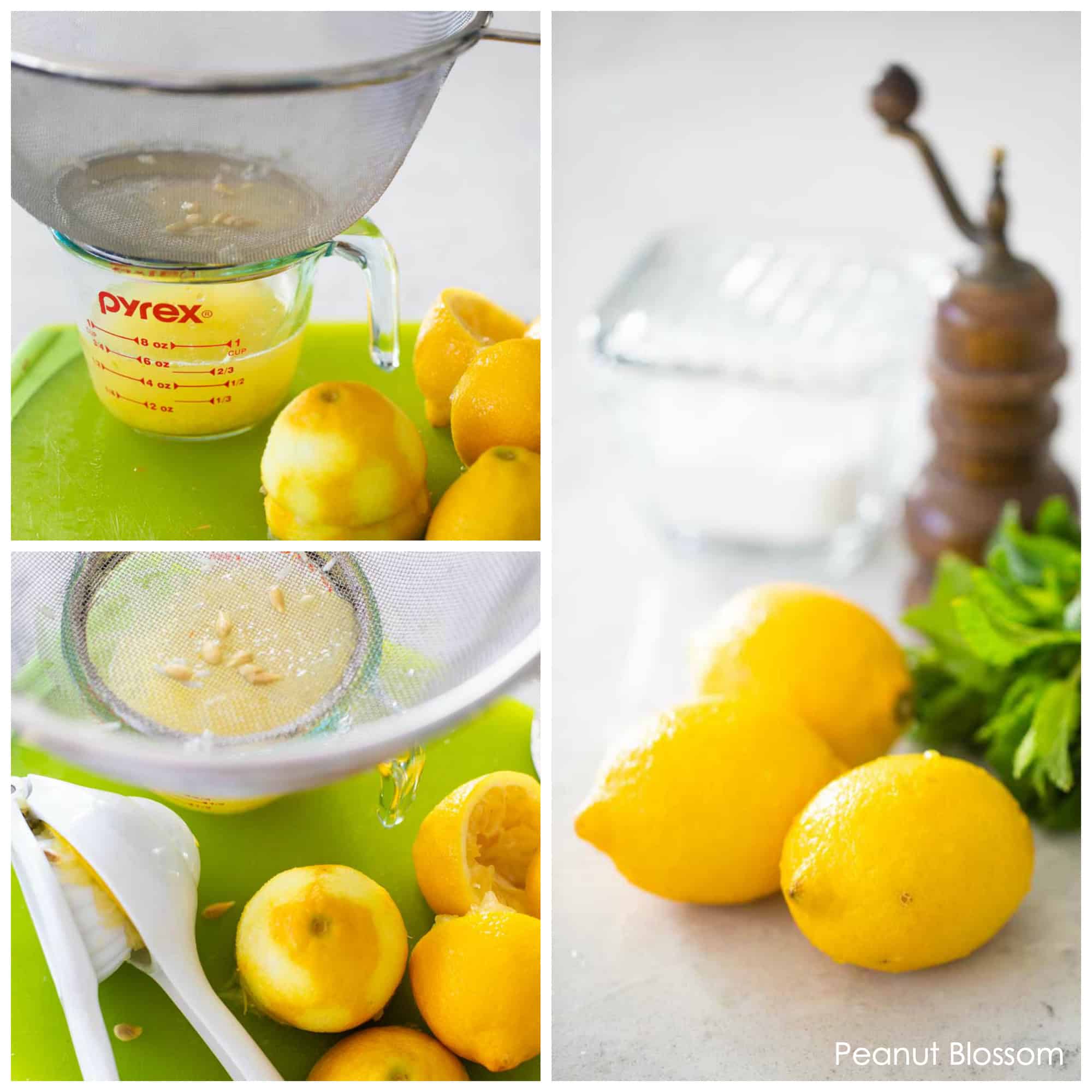 Collect the seeds from fresh lemons by squeezing them over a strainer. 