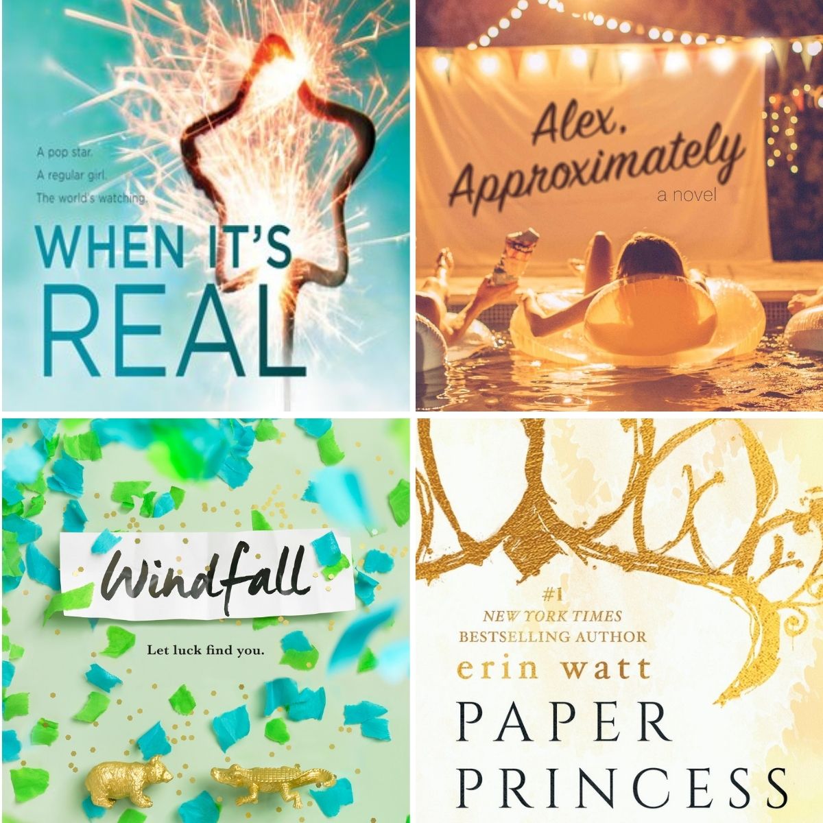 A collage of young adult book covers that are light and fun.